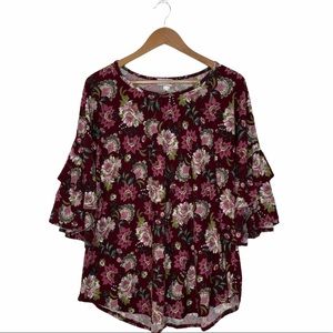 LEXINGTON AVENUE Plus Size Burgundy Floral Top